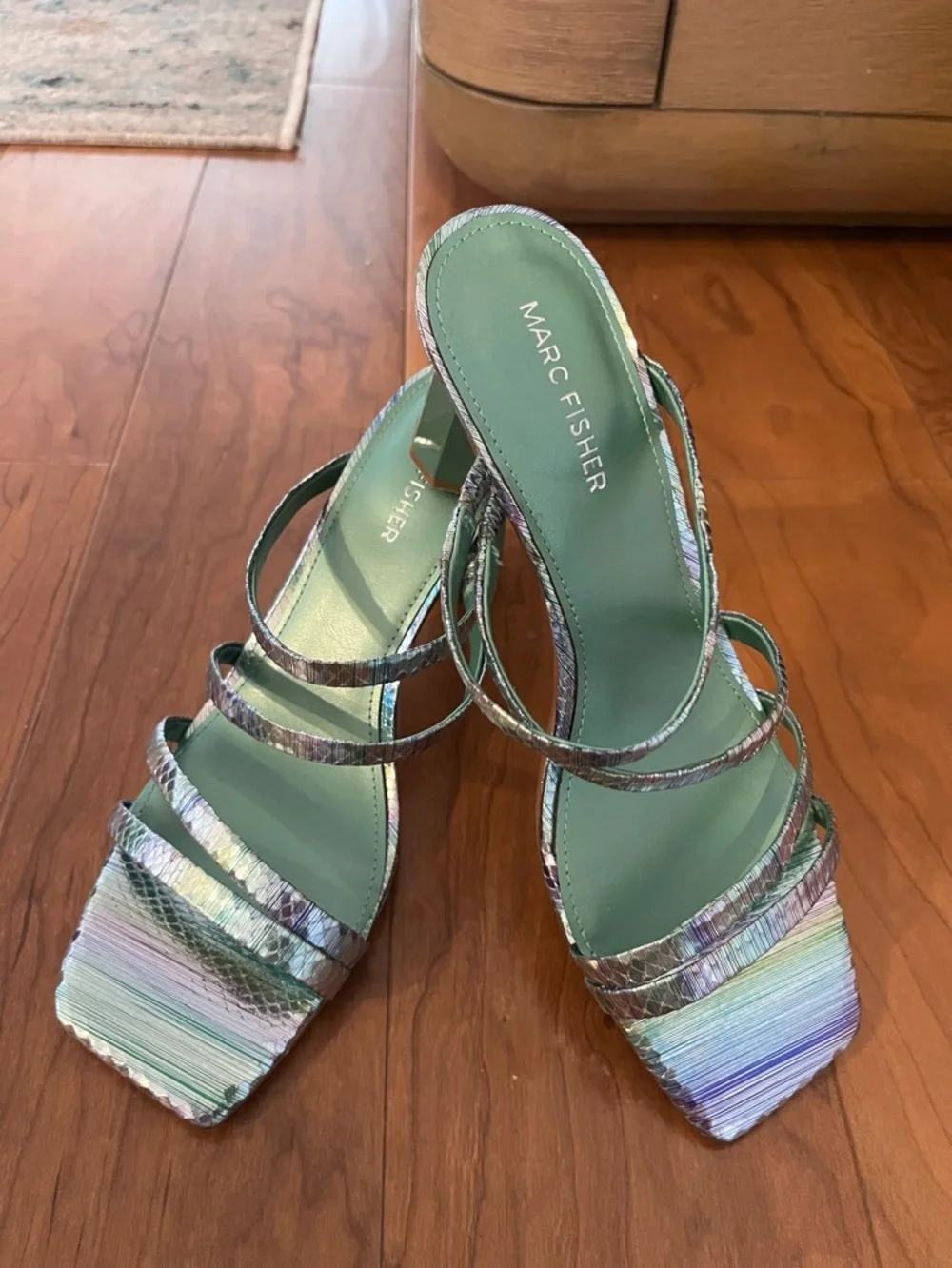 Marc Fisher Women’s Kristin Slip On Strappy Heeled Sandals Size 8M Multi Color